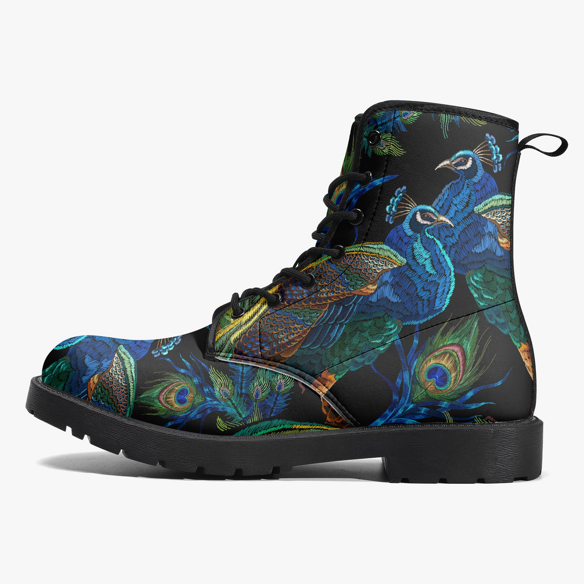 Combat Boots - Peacock #101 | Boho Shoes, Handmade Lace Up Boots, Vegan Leather Lace Up Boots Women, 90s Boots, 2000s Boots