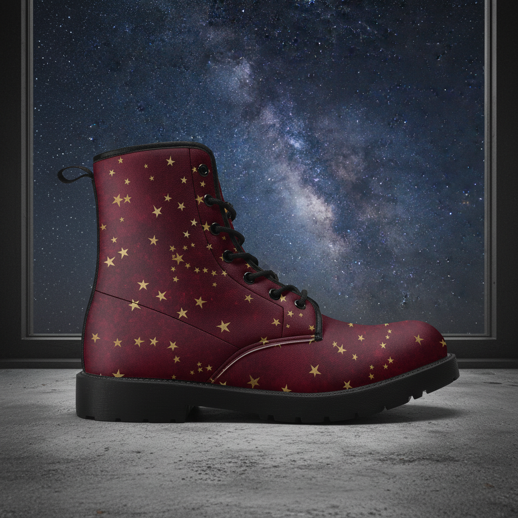 Red boot with star pattern Galaxy boots celestial