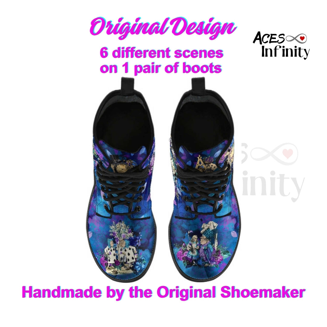 Alice in Wonderland Combat Boots #202 Purple Series (NEW)