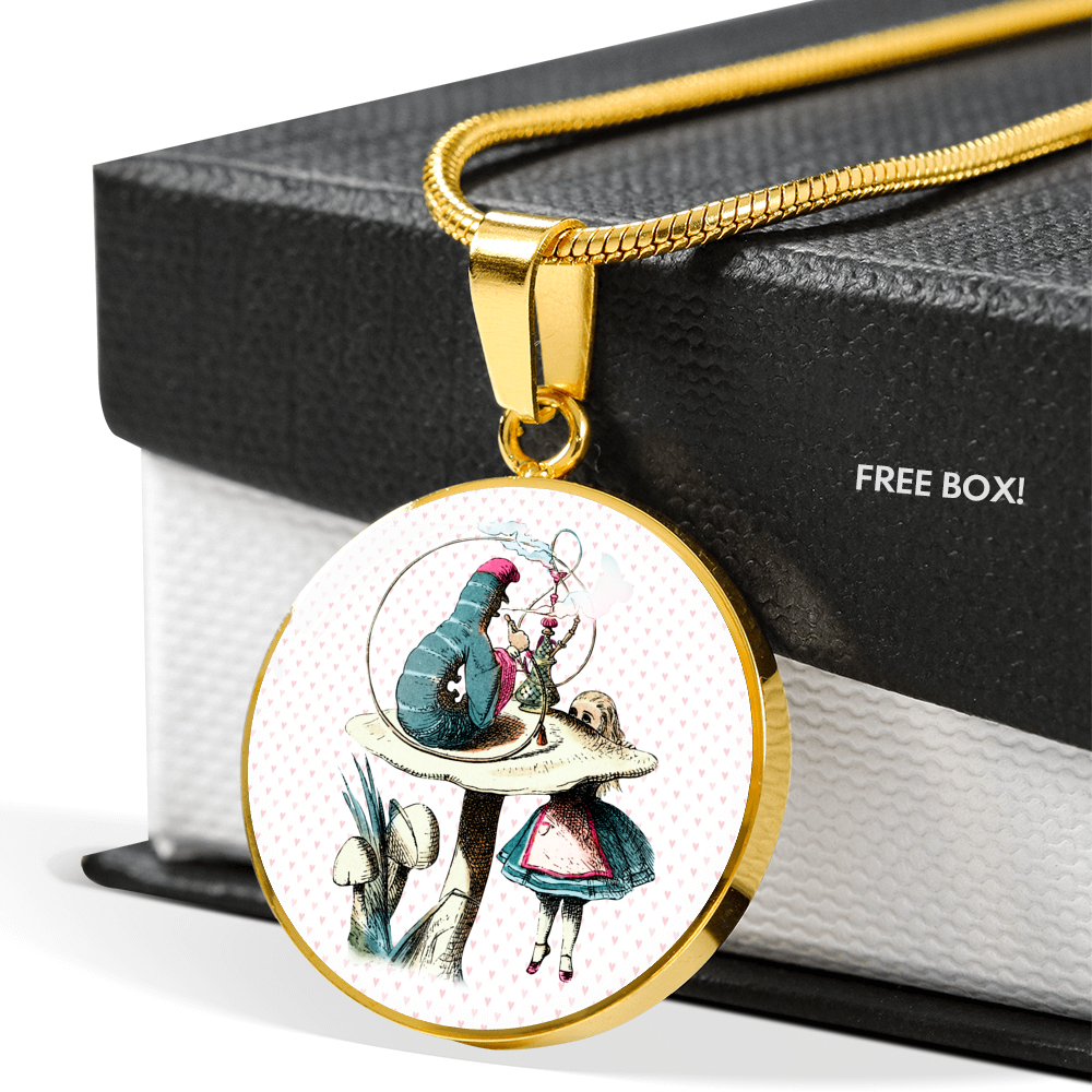 Alice in Wonderland Necklace - Circle Pendant #101 Colorful