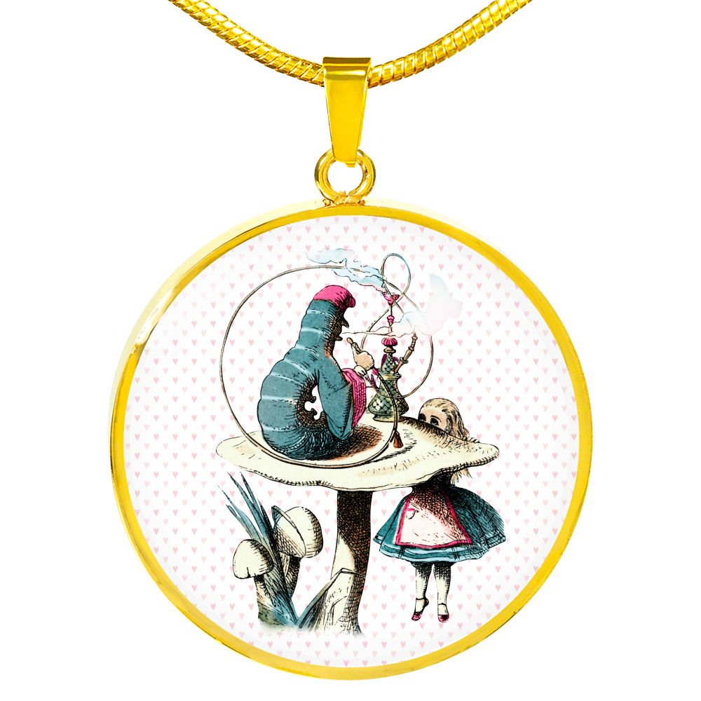 Alice in Wonderland Necklace - Circle Pendant #101 Colorful
