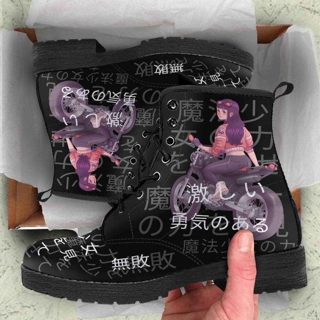 Anime Boots #7 - Black Combat Boots | Anime Custom Shoes