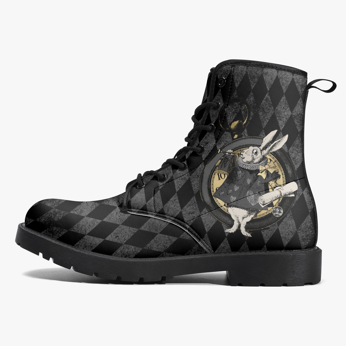 Combat Boots - Alice in Wonderland Gifts #103 Gray Series | Birthday Gifts, Gift Idea, Women's Boots, Custom Shoes