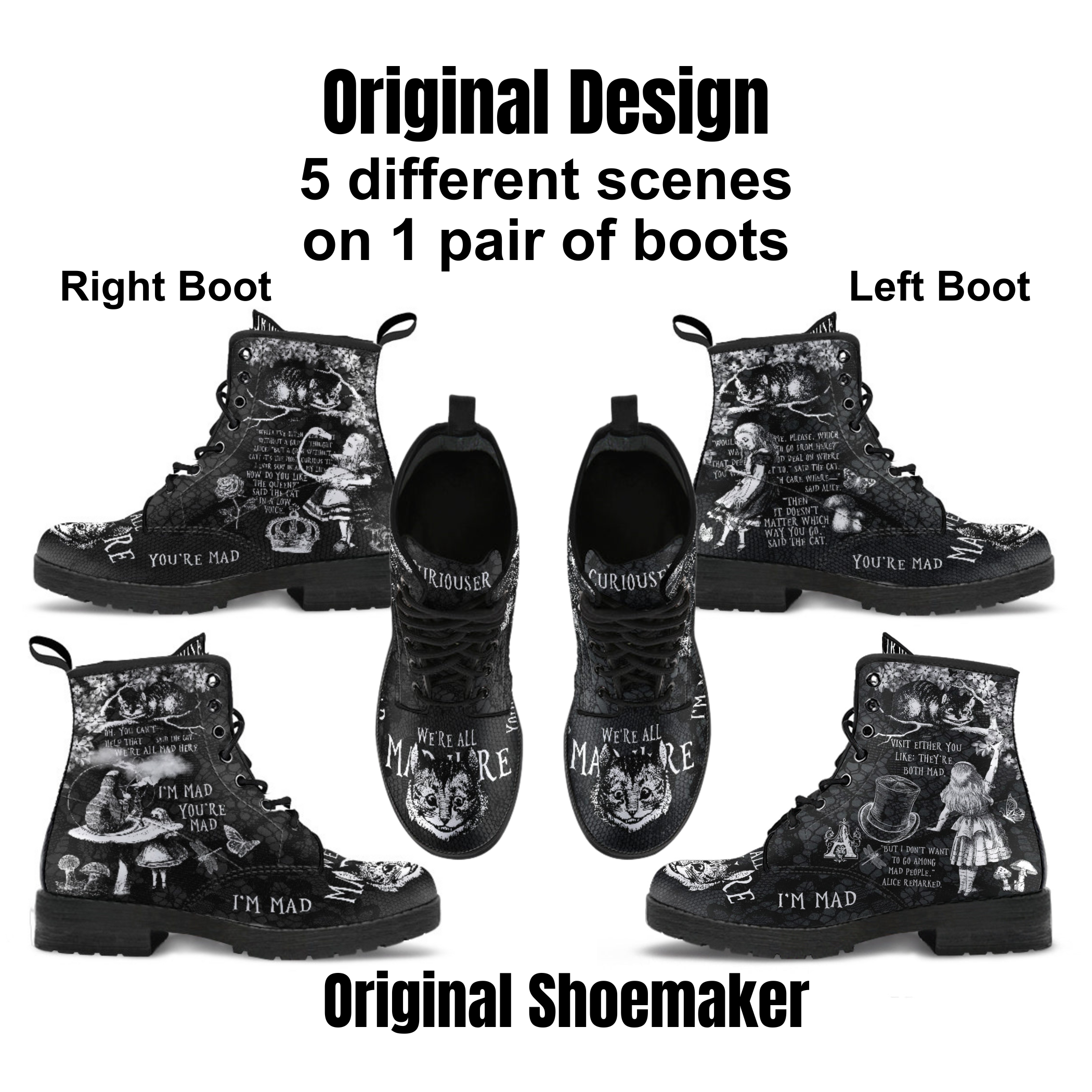 Combat Boots - Alice in Wonderland Gifts #103 Black