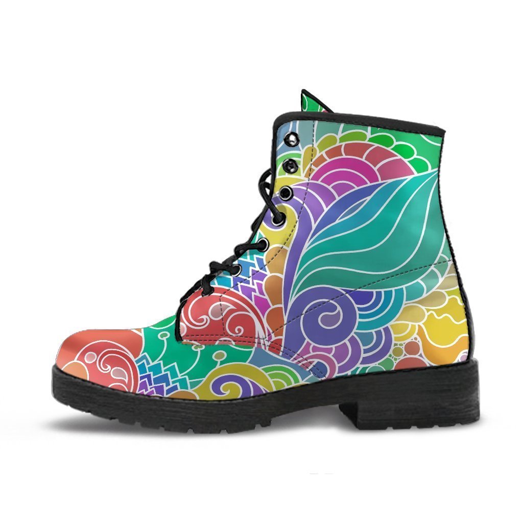 Combat Boots - Beautiful Colorful Doodle | Vegan Leather