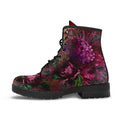 Combat Boots - Beautiful Flowers #105 Red | Vegan Leather