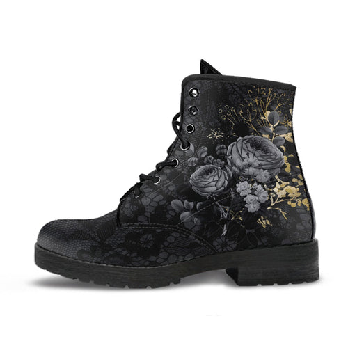 Combat Boots - Beautiful Flowers #108 Gray | Kawaii Cute