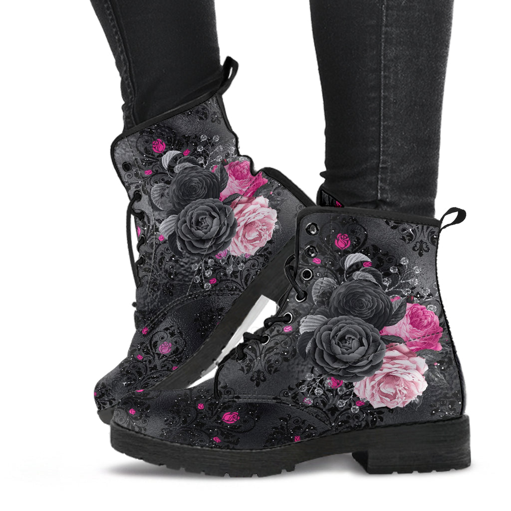 Combat Boots - Beautiful Flowers #109 Pink Dainty