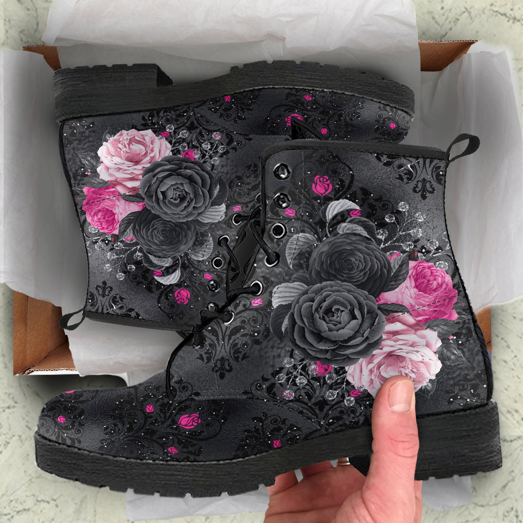 Combat Boots - Beautiful Flowers #109 Pink Dainty