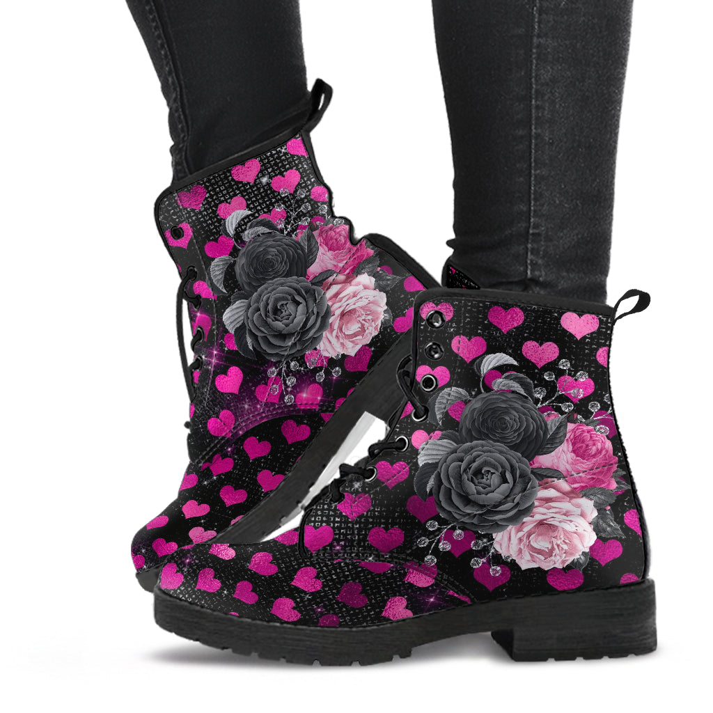 Combat Boots - Beautiful Flowers #109 Pink Love | Aesthetic