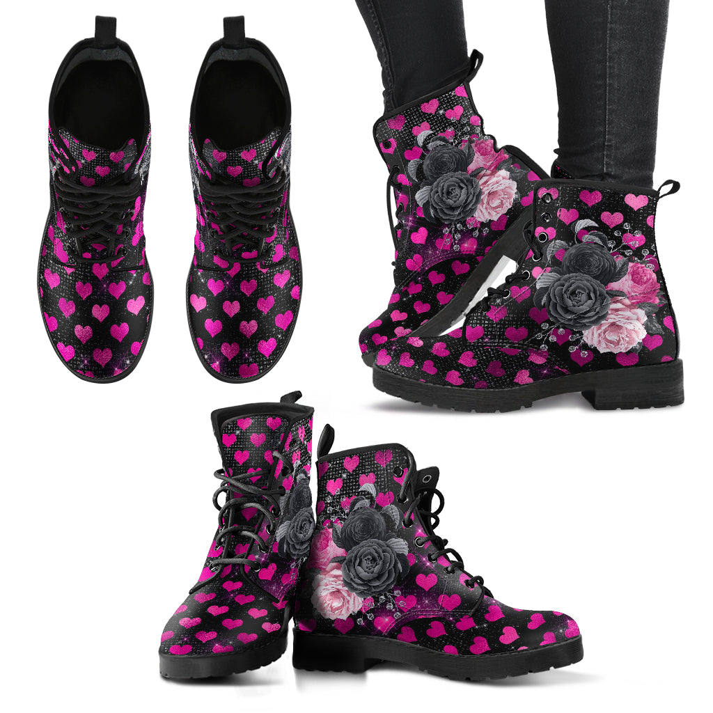 Combat Boots - Beautiful Flowers #109 Pink Love | Aesthetic