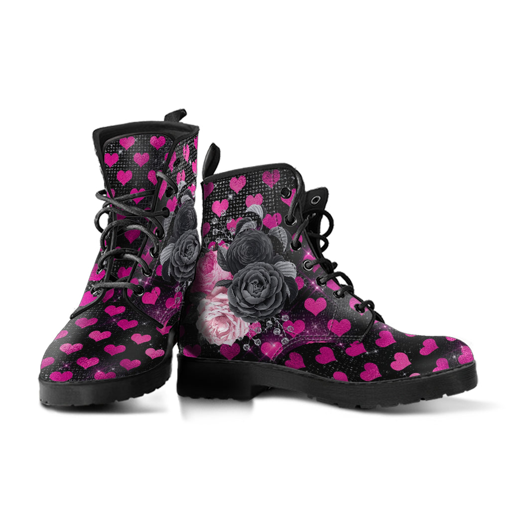 Combat Boots - Beautiful Flowers #109 Pink Love | Aesthetic