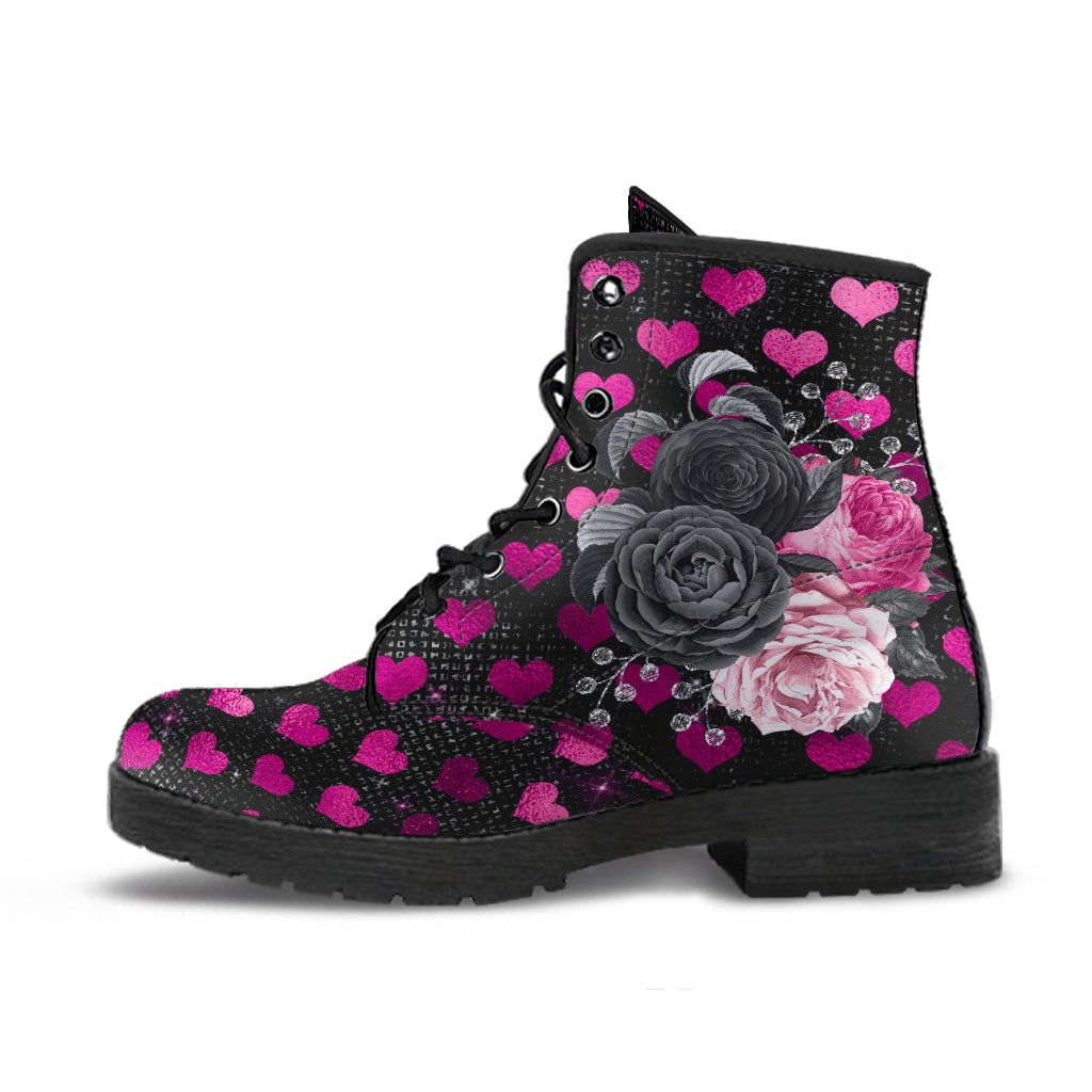Combat Boots - Beautiful Flowers #109 Pink Love | Aesthetic