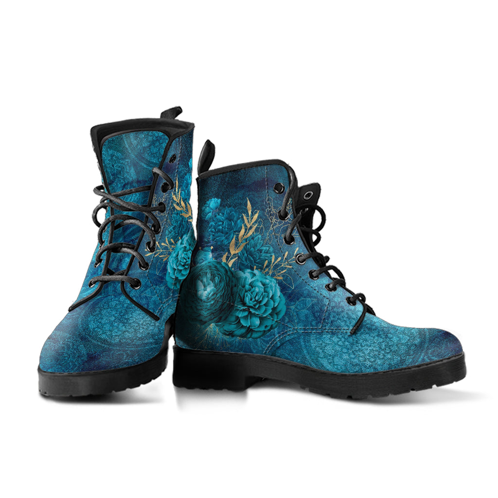 Combat Boots - Beautiful Flowers #110 Green | Cute