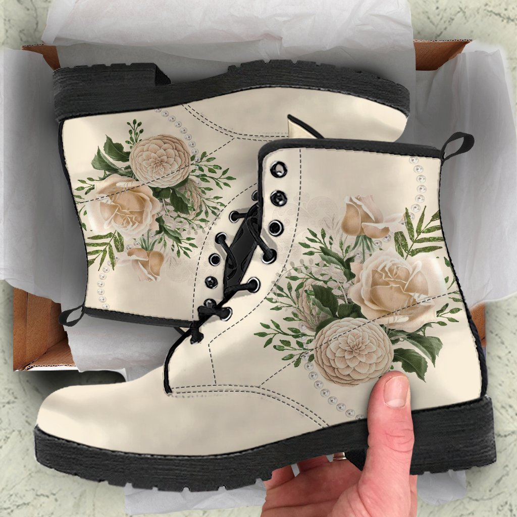 Combat Boots - Beautiful Flowers #22 | Custom Shoes
