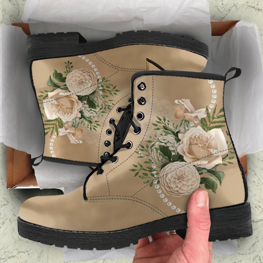 Combat Boots - Beautiful Flowers #23 | Custom Shoes