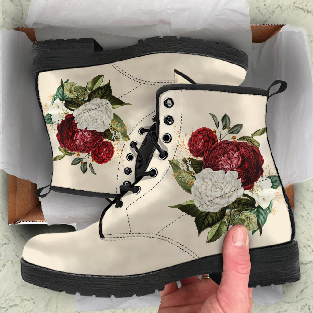 Combat Boots - Beautiful Flowers #33 | Custom Shoes Women’s