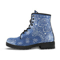 Combat Boots - Blue Paisley | Boho Shoes Handmade Lace Up