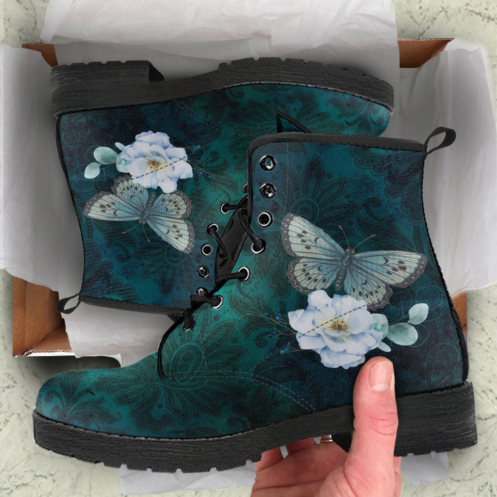 Combat Boots - Butterfly Shoes #109 Vintage | Green Custom