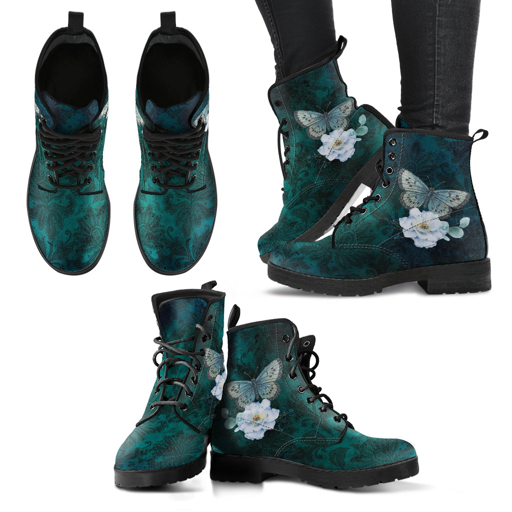 Combat Boots - Butterfly Shoes #109 Vintage | Green Custom