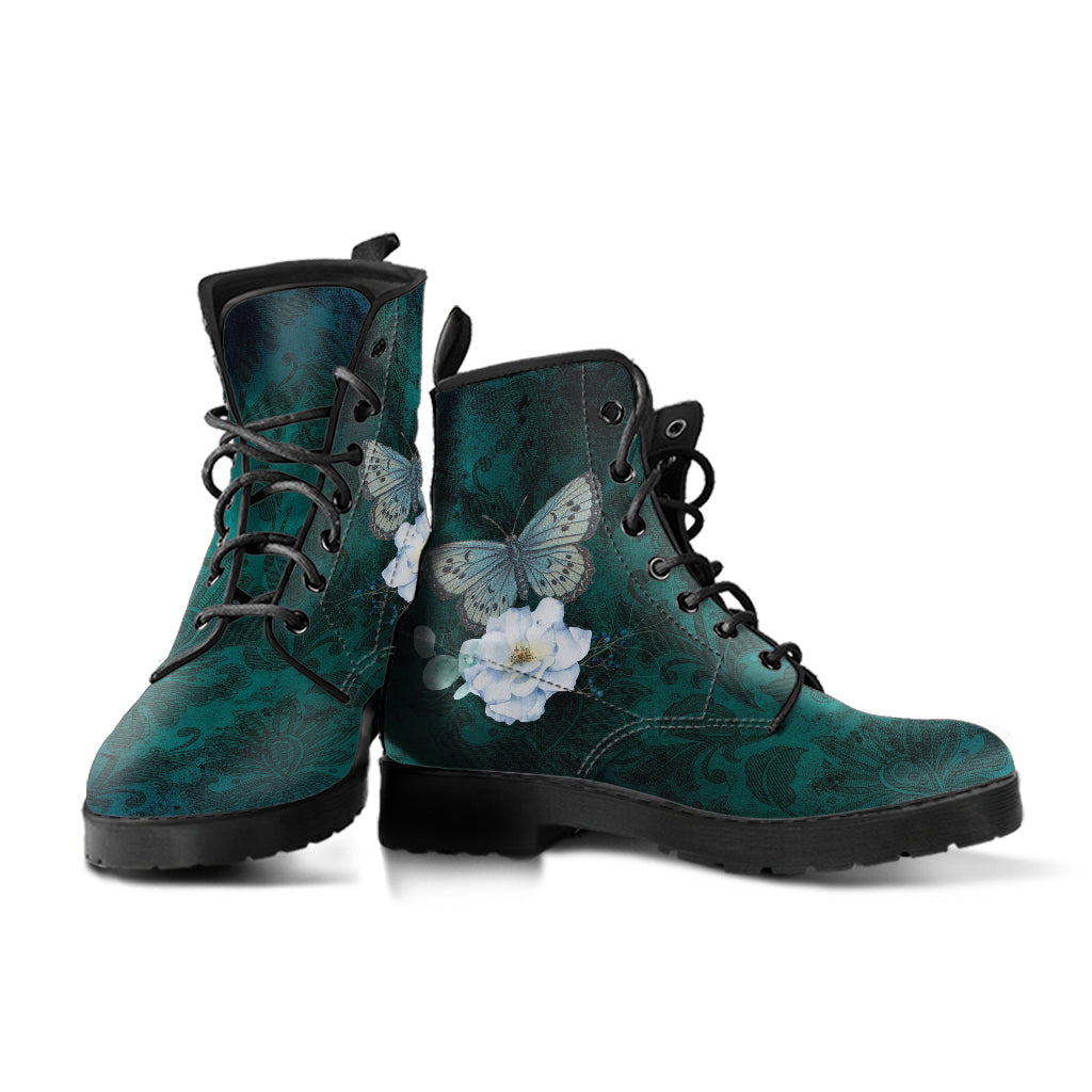 Combat Boots - Butterfly Shoes #109 Vintage | Green Custom