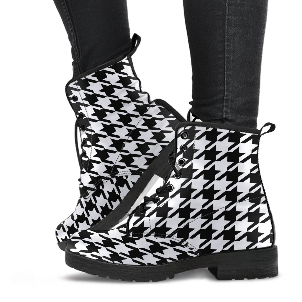 Combat Boots - Classic Black & White Houndstooth | Black
