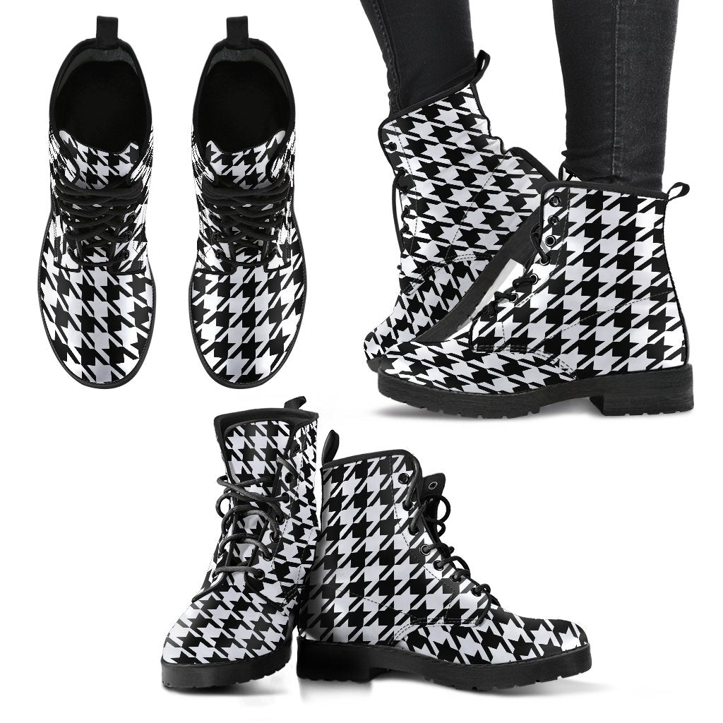 Combat Boots - Classic Black & White Houndstooth | Black