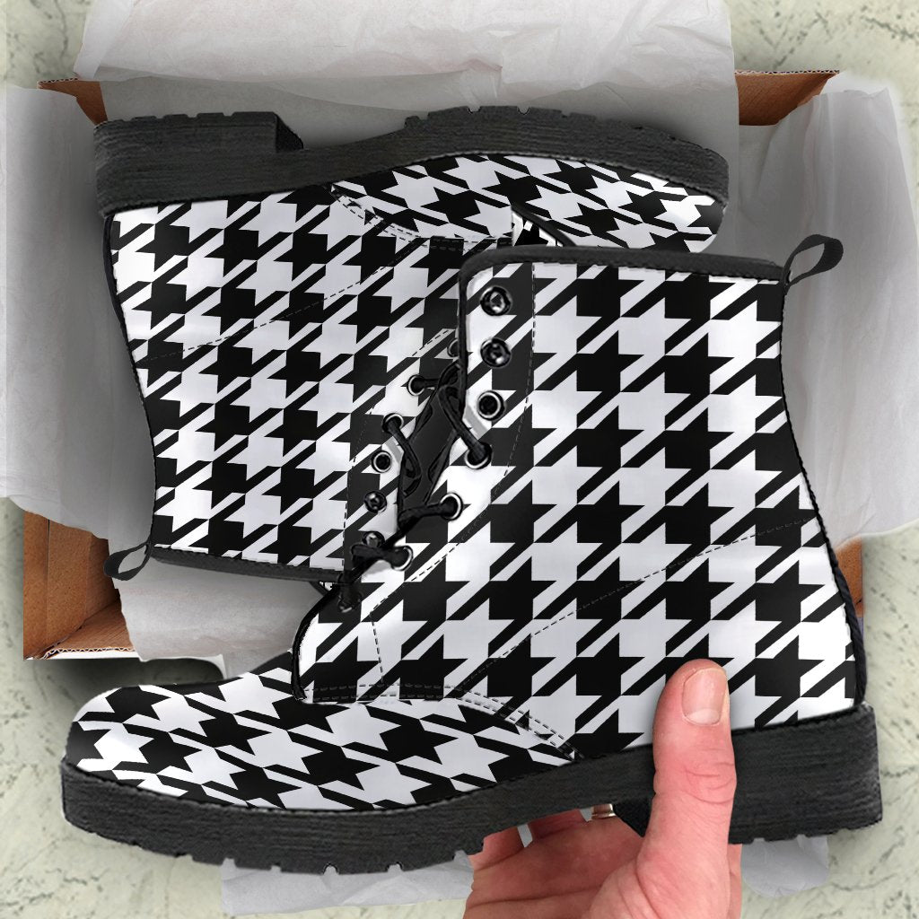 Combat Boots - Classic Black & White Houndstooth | Black