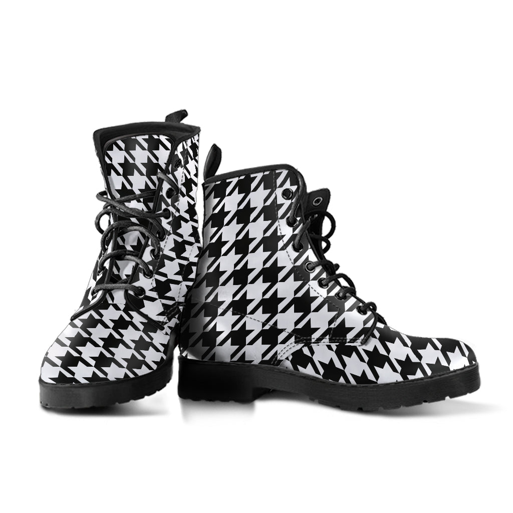Combat Boots - Classic Black & White Houndstooth | Fashion