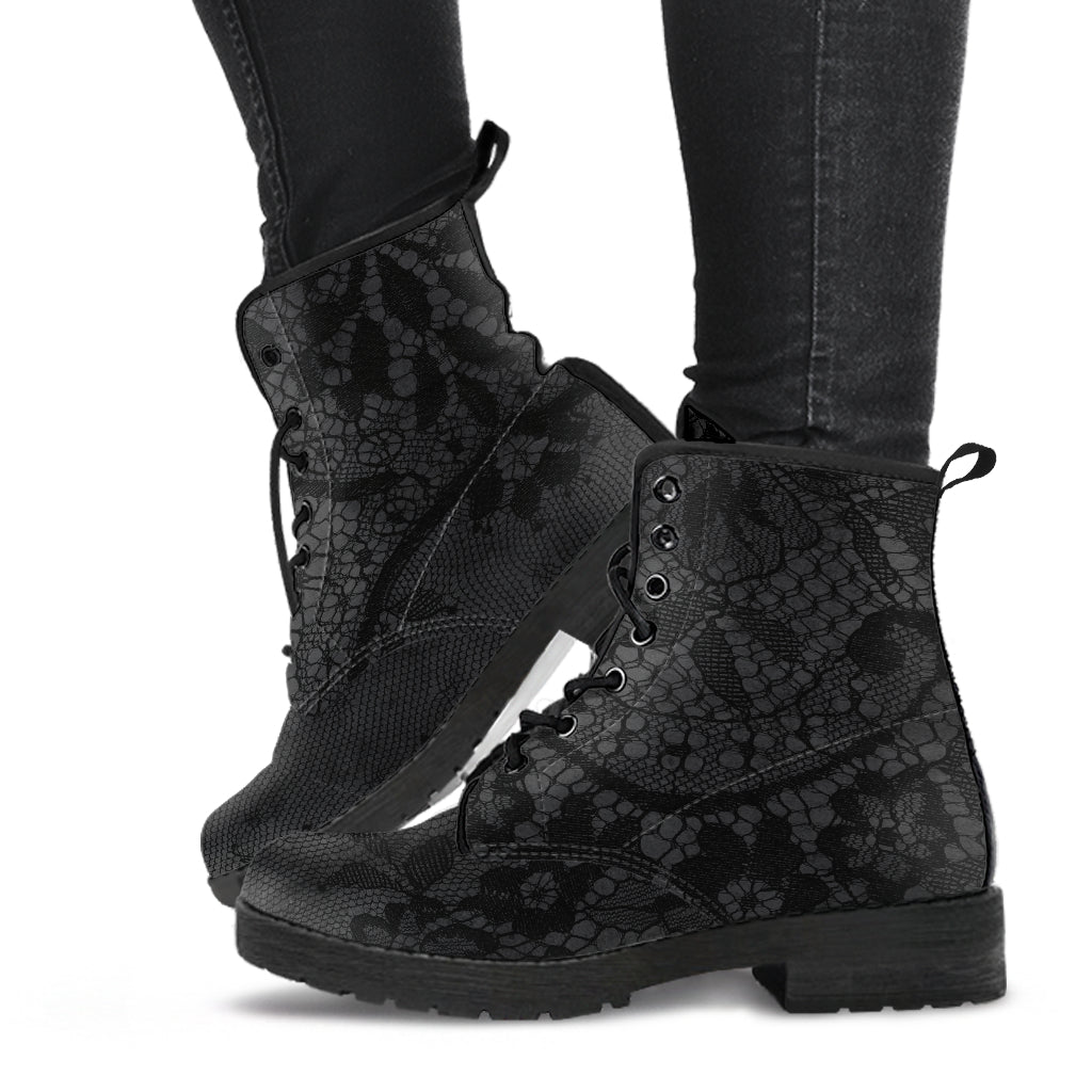 Combat Boots - Classic Pattern #116 Black Lace Print