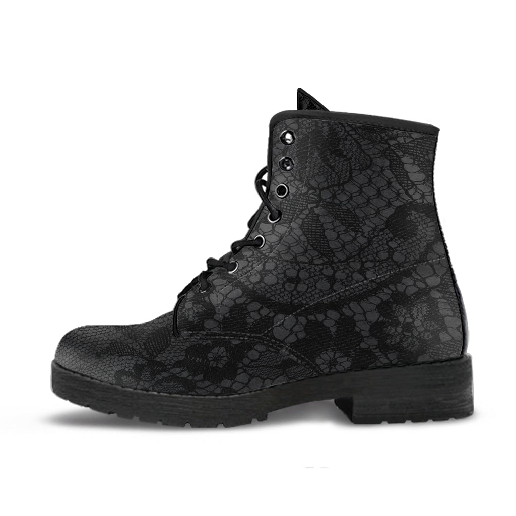 Combat Boots - Classic Pattern #116 Black Lace Print
