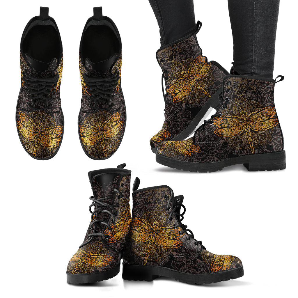 Combat Boots - Dragonfly | Vegan Leather Lace Up Boots