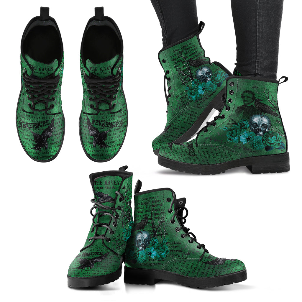 Combat Boots - Edgar Allan Poe Inspired #110-Green