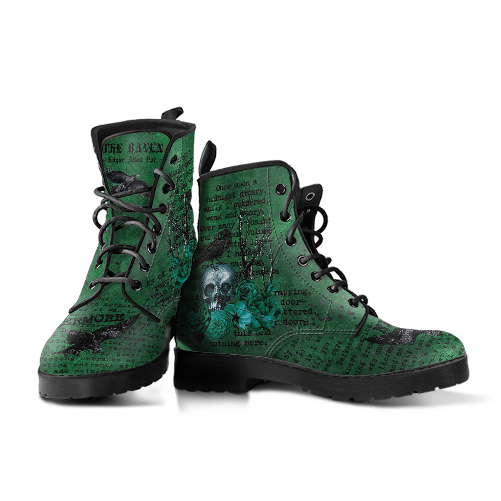 Combat Boots - Edgar Allan Poe Inspired #110-Green