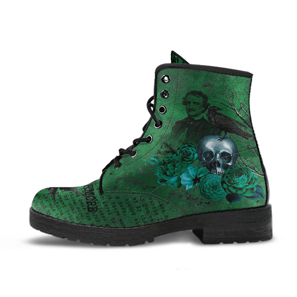 Combat Boots - Edgar Allan Poe Inspired #110-Green
