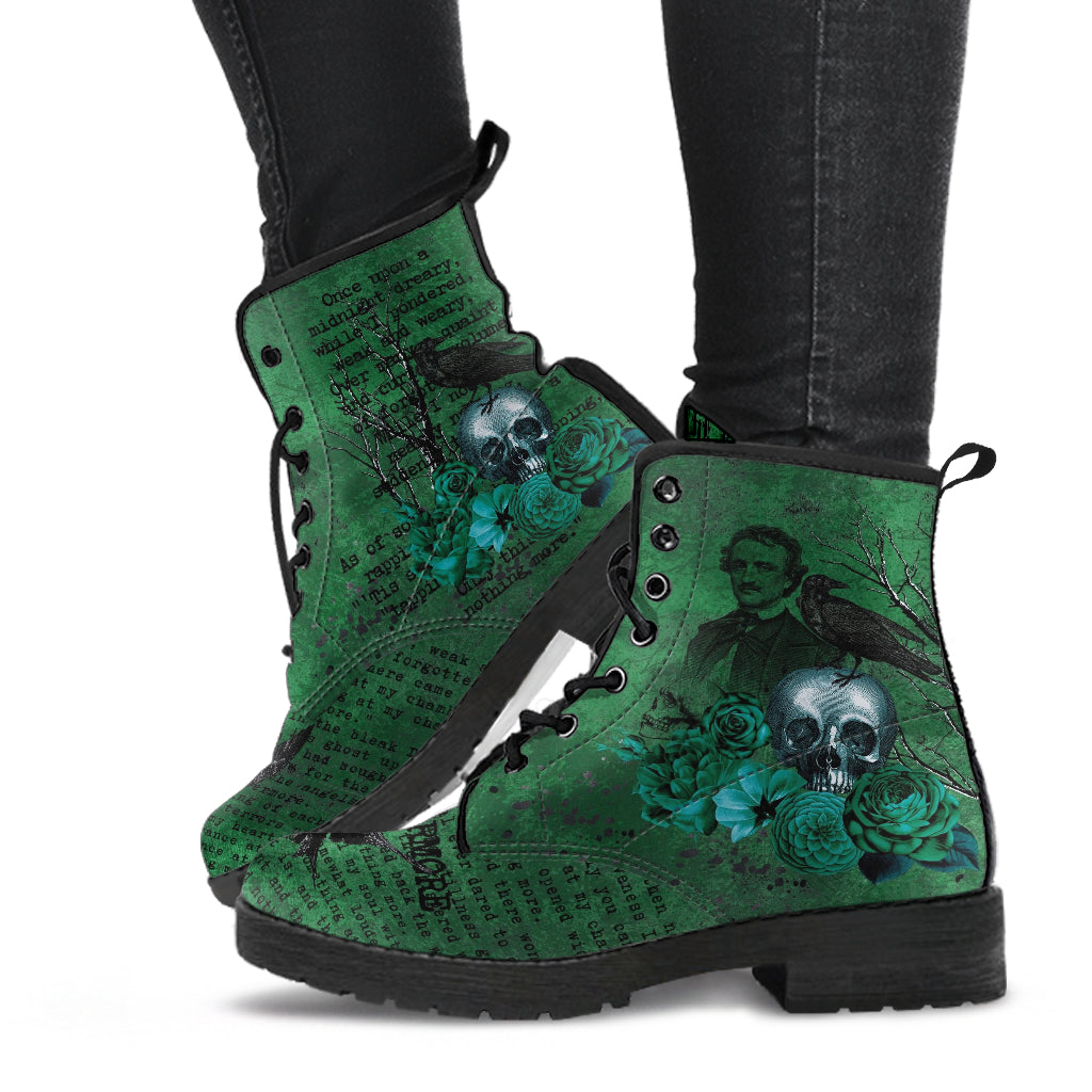 Combat Boots - Edgar Allan Poe Inspired #110-Green