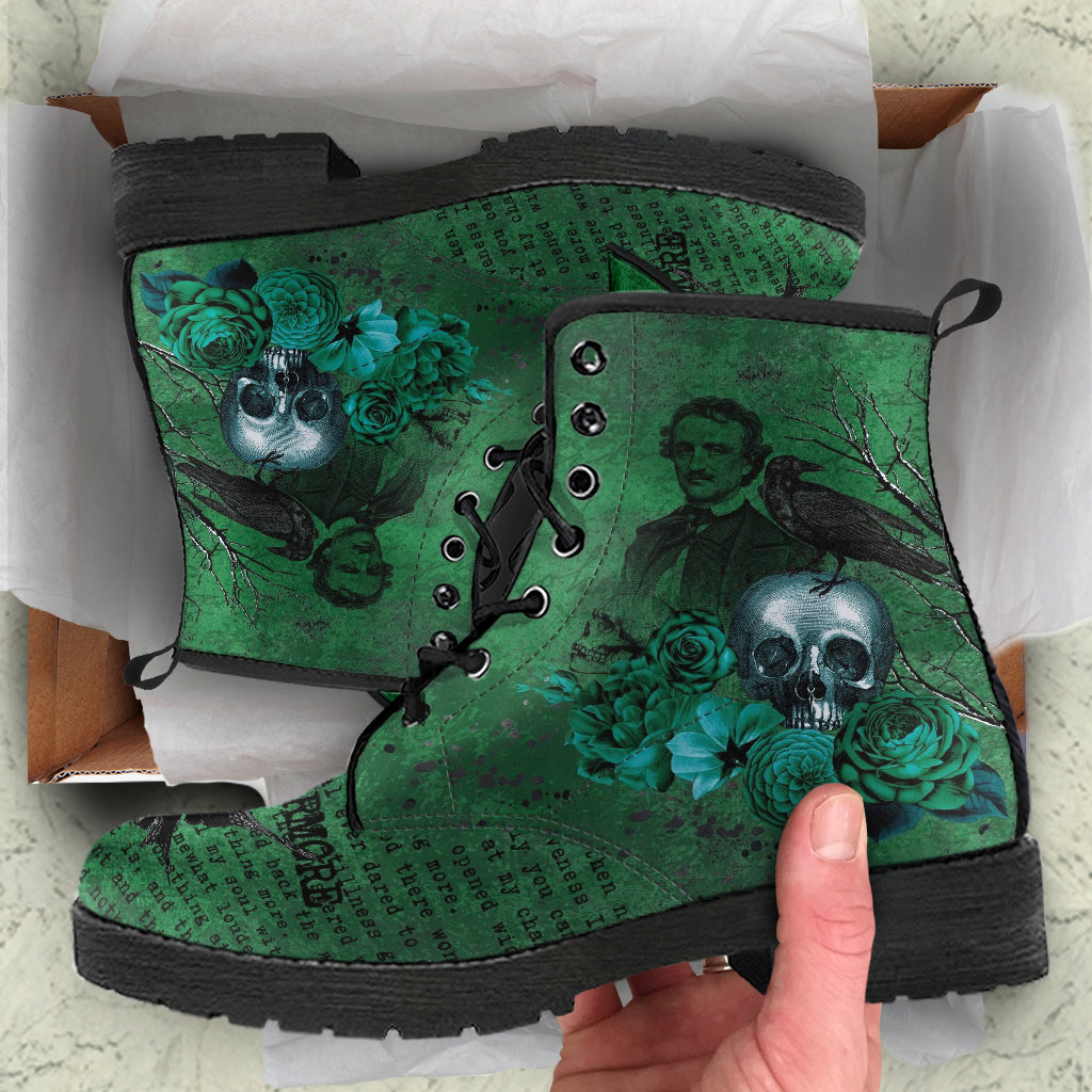 Combat Boots - Edgar Allan Poe Inspired #110-Green