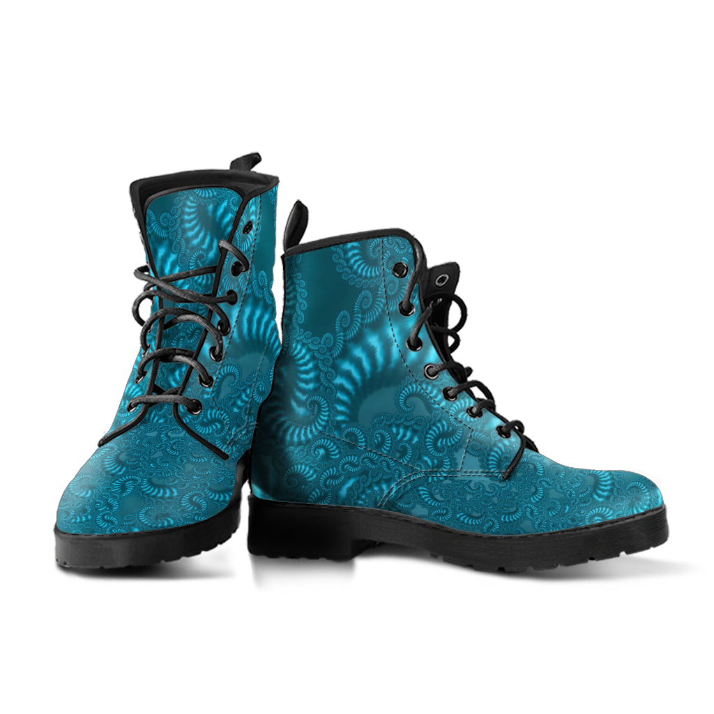 Combat Boots - Fractal Design | Boho Shoes Handmade Lace Up