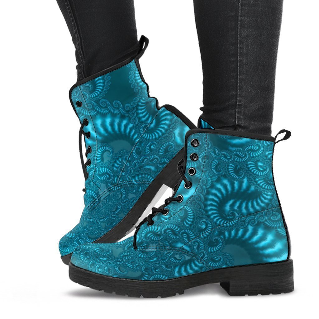 Combat Boots - Fractal Design | Boho Shoes Lace Up Boots