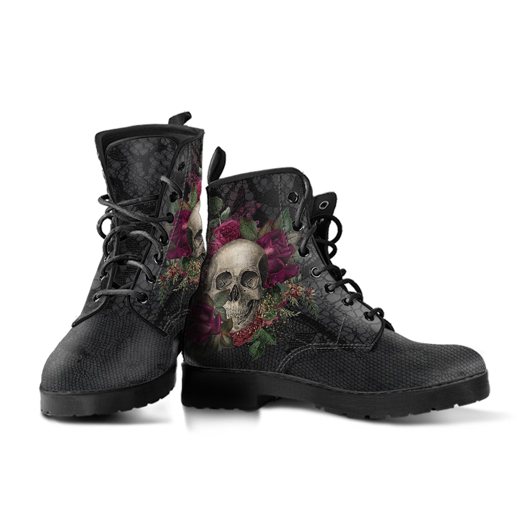 Combat Boots - Goth Shoes #24 | Gothic Lace Skulls