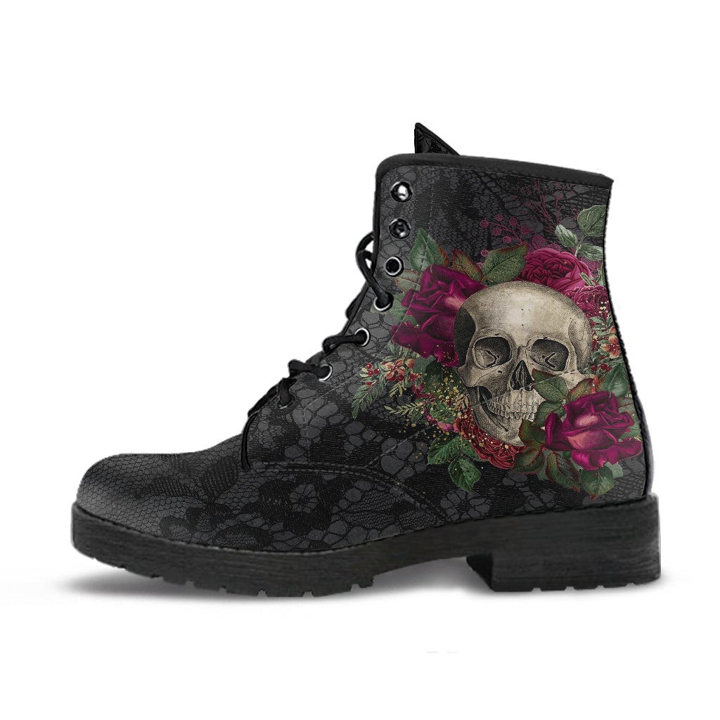 Combat Boots - Goth Shoes #24 | Gothic Lace Skulls