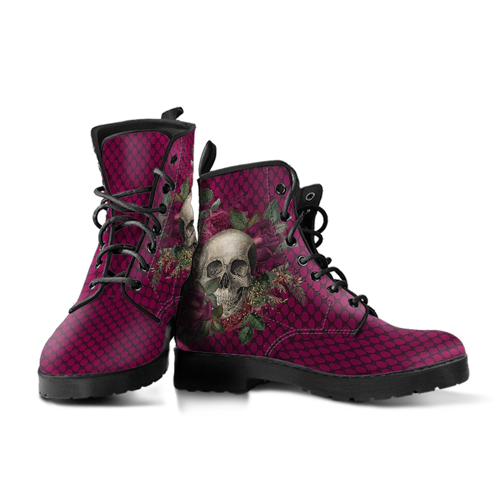 Combat Boots - Goth Shoes #25 | Gothic Lace Skulls