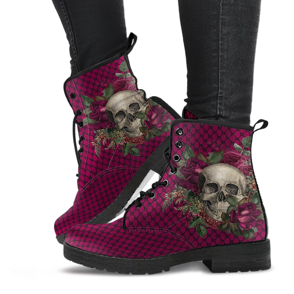 Combat Boots - Goth Shoes #25 | Gothic Lace Skulls