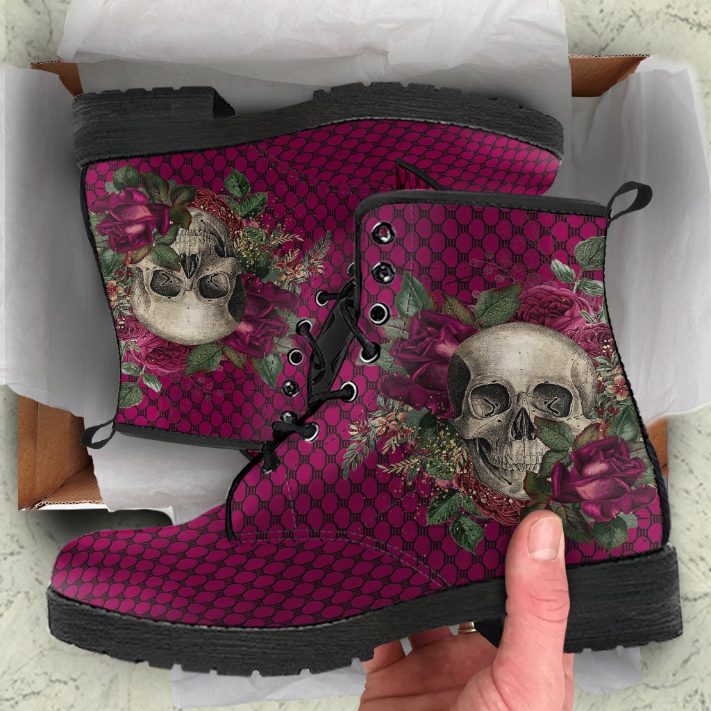 Combat Boots - Goth Shoes #25 | Gothic Lace Skulls