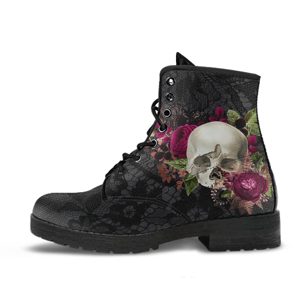Combat Boots - Goth Shoes #26 | Gothic Lace Skulls