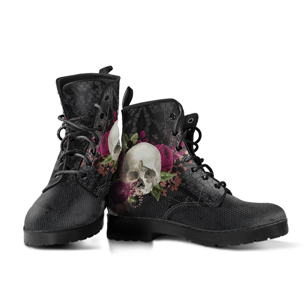 Combat Boots - Goth Shoes #26 | Gothic Lace Skulls