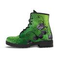 Combat Boots - Gray Roses Green Mandala Green Boots