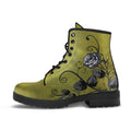 Combat Boots - Gray Roses Smoky Green Grunge | Cruelty-free