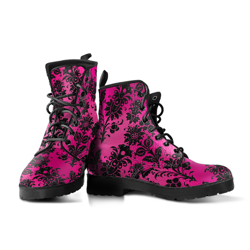 Combat Boots - Hot Pink Pattern #101 | Unisex Adult Shoes