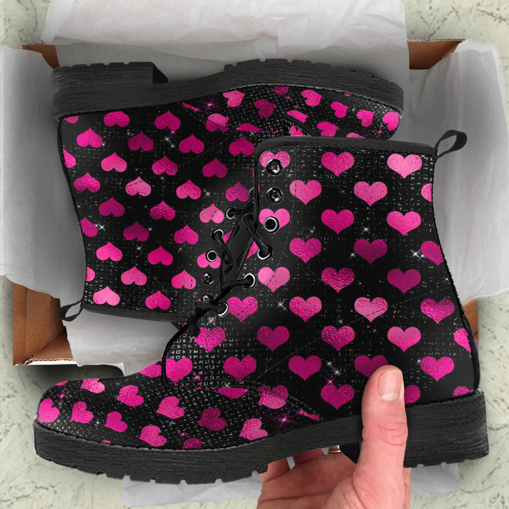 Combat Boots - Hot Pink Pattern #103 | Unisex Adult Shoes